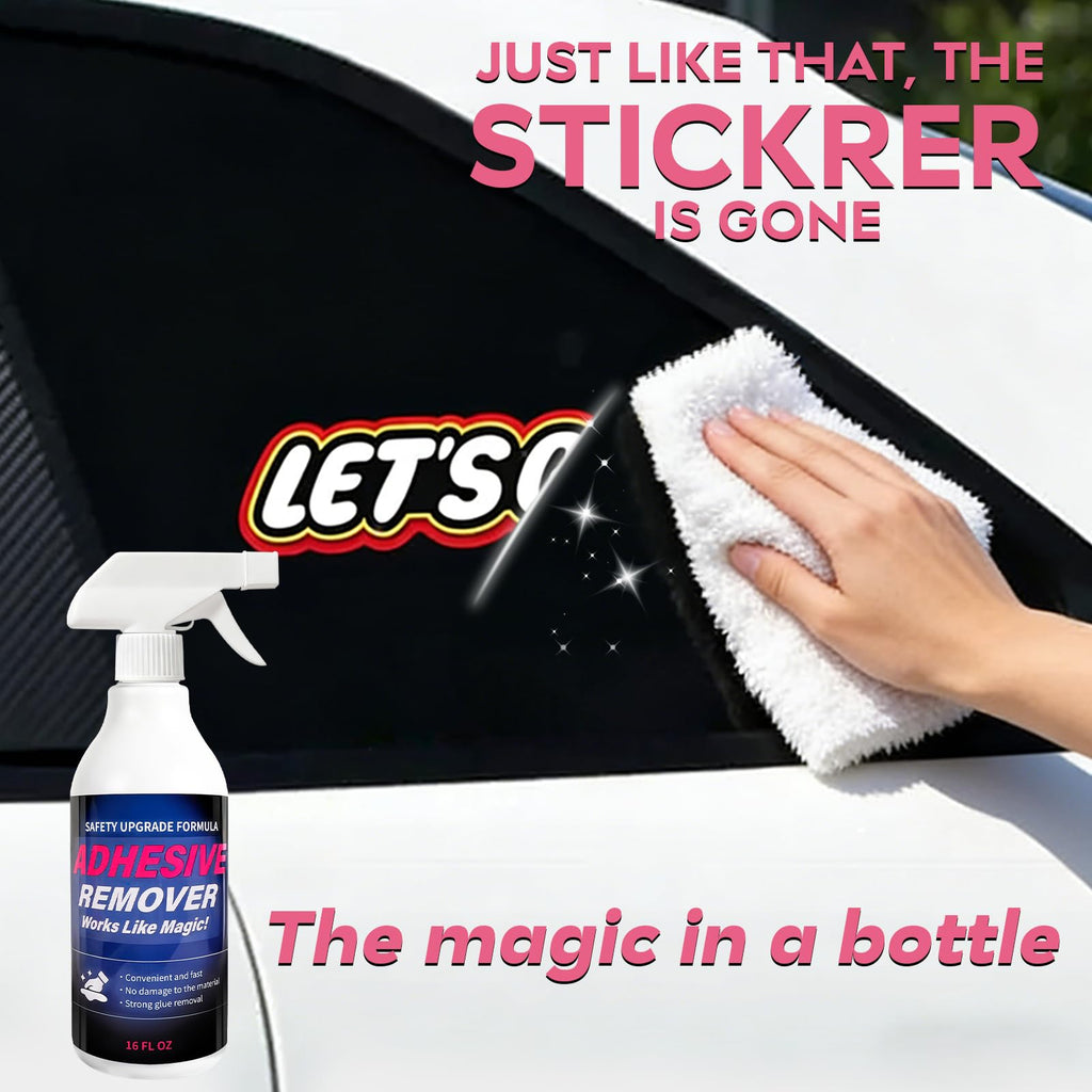 FAVIRZCE Adhesive Remover Spray for Sticky Residue - Heavy Duty Sticker Eraser for Cars Glass Plastic Metal - Cleans Decals Glue Crayon Tar Gum & Labels - Surface Safe Formula