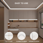 Olaholii 32.8ft COB Led Strip Light with Remote, 6500K Ra93+ Dimmable Bright Daylight White Led COB Strip Light, White Continuous Led Strip Light for Mirror, Stair, Cabinet, Room