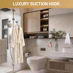 Fenas Large Suction Cup Hooks, Heavy Duty 15lb Holds Towel & Robe, No-Drill Shower Bathroom Hooks for Tile Wall Glass Mirror, Mounts on Smooth Non-Porous Surfaces (2 Pack, Brushed Nickel)