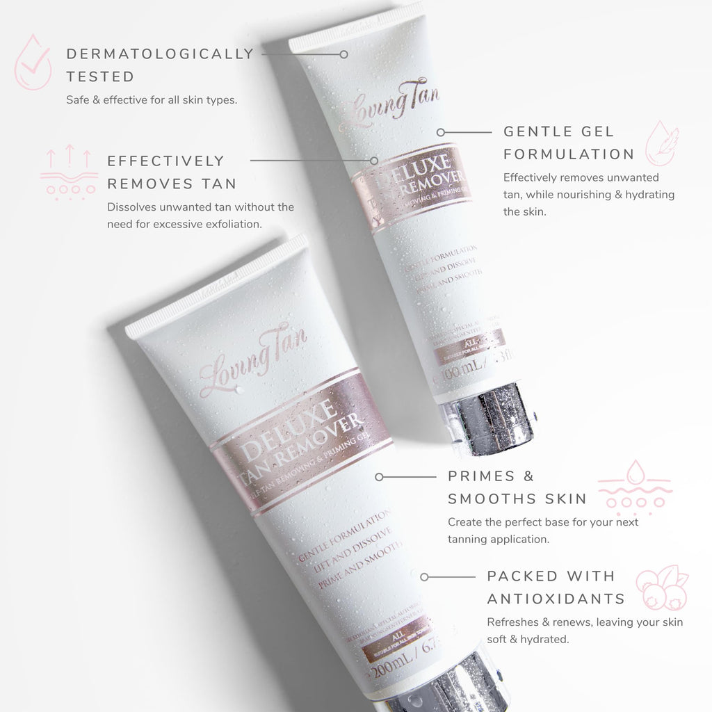 Loving Tan Deluxe Tan Remover Gel - Effective & Gentle Self Tanning Remover, Self Tanner Remover Suited for All Skin Types - Cruelty Free, Sulphate, Paraben & PEG Free - 6.7 Fl Oz