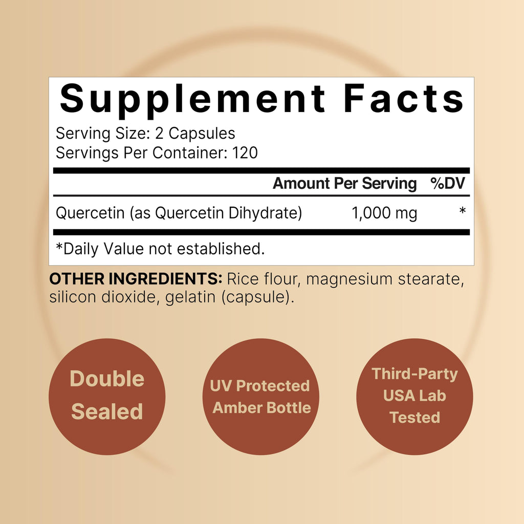 NatureBell Quercetin 1,000mg - 240 Capsules - Ultra Strength Supplement for Healthy Immune Support* - Quercetin Dihydrate from Sophora Japonica - Bioavailable Form
