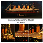 CubicFun Titanic 3D Model Ship Puzzle with LED Lights, 266 Pieces, 88 cm