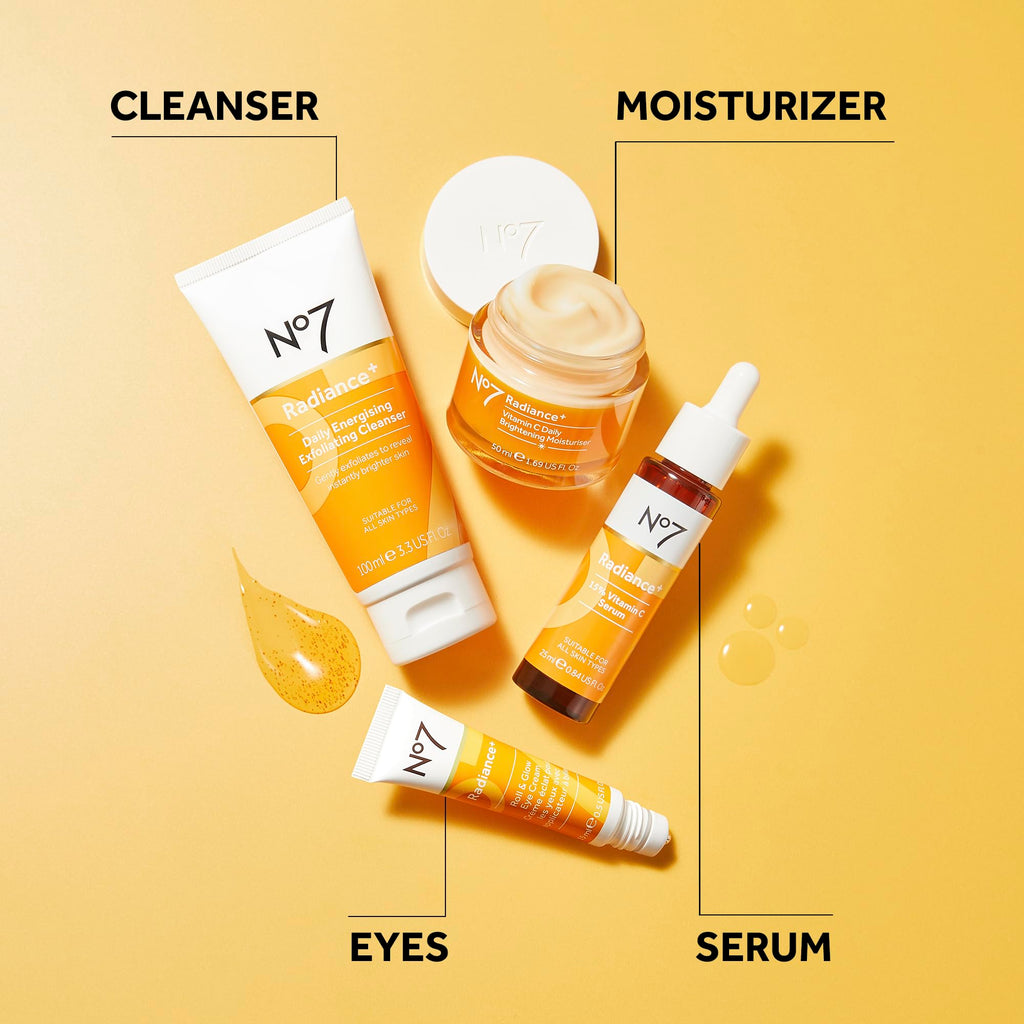 No7 Radiance+ Brightening Vitamin C Moisturizer Face Cream - Skin Nourishing Face Moisturizer - Fast-Absorbing + Lightweight Formula & Suitable for Dry Skin, 1.69 fl oz