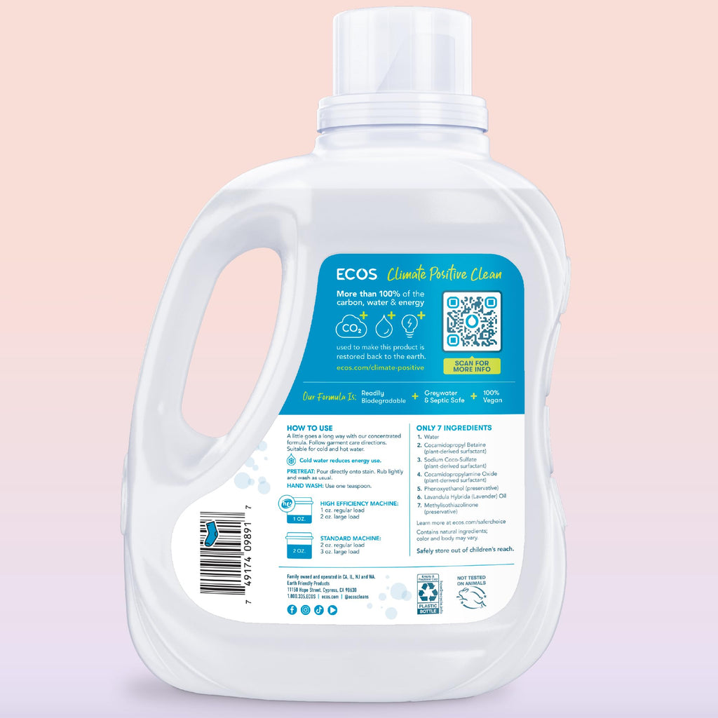 ECOS Laundry Detergent Liquid, Lavender, 100 Fl Oz (Pack of 2)
