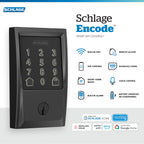 Schlage Encode Smart Wi-Fi Deadbolt Lock with Touchscreen Keypad, Keyless Front Door Entry, App Control, Alexa, Google Home and Airbnb Compatible, Matte Black, BE489WB CEN 622