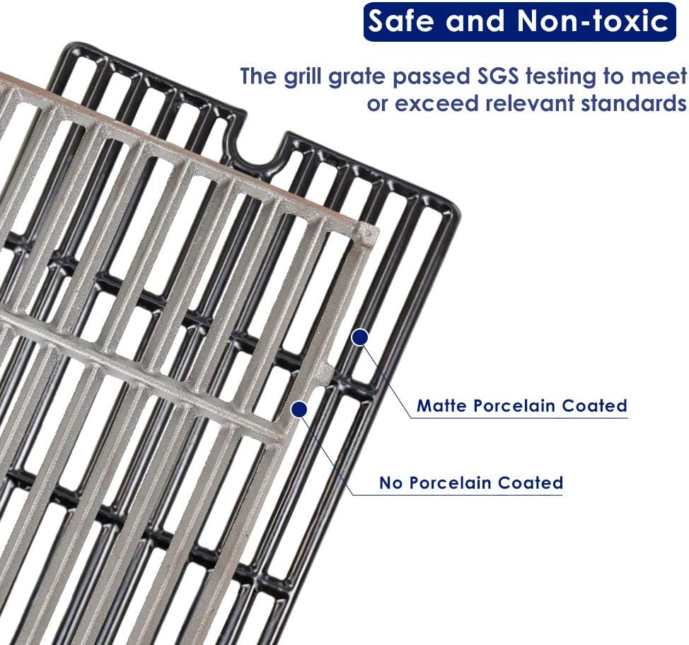 GRISUN 16.5" Cast Iron Cooking Grates for Charbroil Smoke Hollow, Grill Grates Replacement Parts for Gas Grill Model Smoke Hollow PS9900, 7000CGS, Charbroil 463722315 463722313 463750914