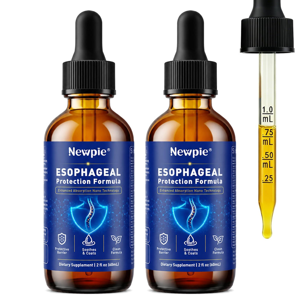 Newpie Esophageal Relief Drops with Slippery Elm Bark, Zinc L-Carnosine, L-Glutamine & Aloe Vera - Stomach Soothing, Supports Throat & Stomach Health - Non-GMO, Dairy-Free, 2 Fl Oz (60ml) 2