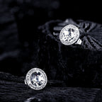 Bonuci 12 Pairs 15 mm Dance Competition Earrings Rhinestone Studs Round Earring Bulk Silver Jewelry Women Performance Wedding(Ear Stud)