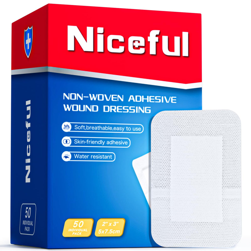 Niceful Adhesive Gauze Bandages 2"x3", 50Pcs