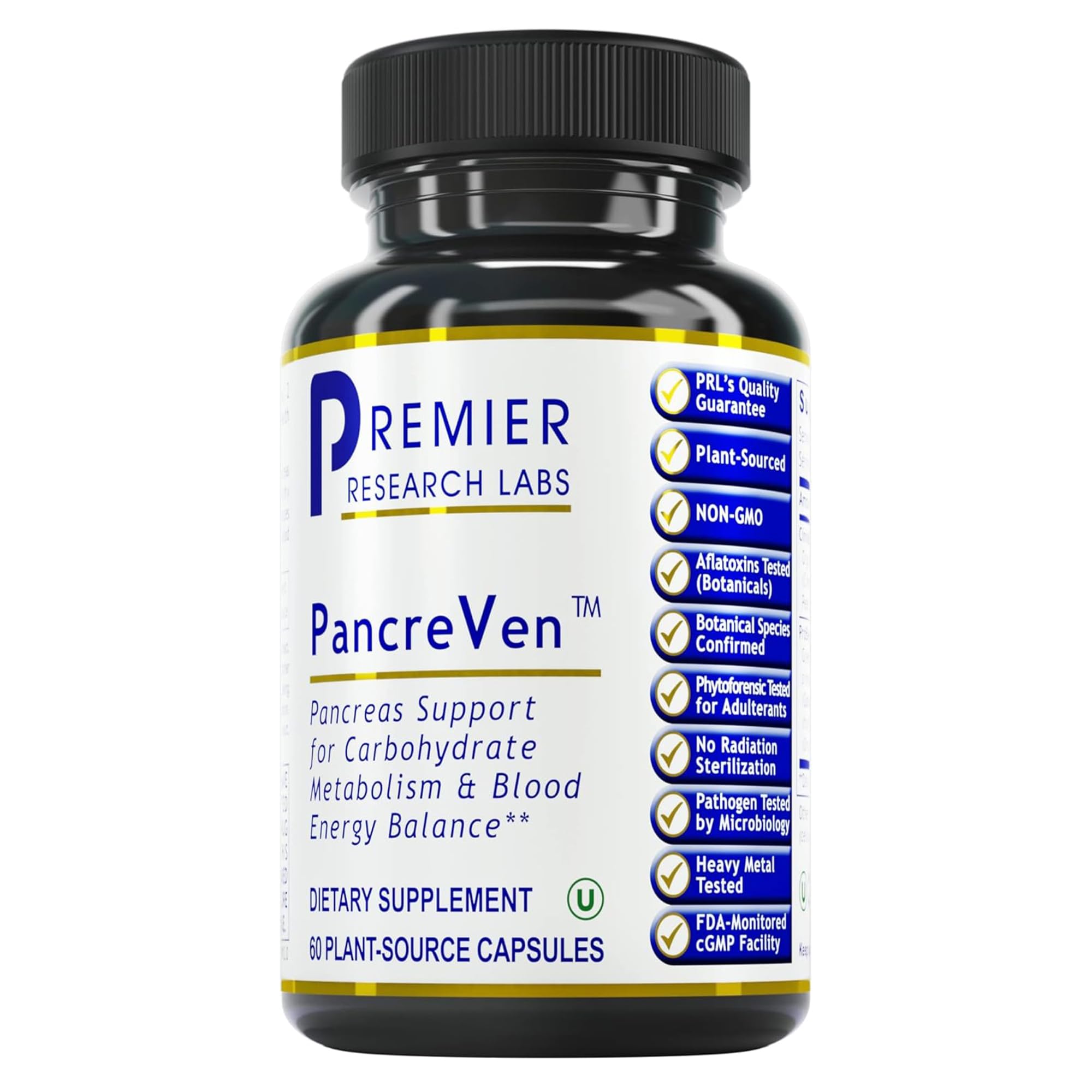Premier Research Labs PancreVen - Pancreas Support, Pancreas Supplement, Cinnamon Supplements with Organic Ceylon Cinnamon & Prickly Pear to Aid Pancreas Health - 120 Vegetarian Capsules