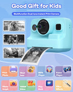 Dylanto Kids Camera Instant Print,1080P Kids Instant Cameras that Print Photos,Christmas Birthday Gifts for Girls Age 3-12,Portable Toy for 3 4 5 6 7 8 9 10 Year Old Girls Boys-Blue