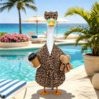Lady Goose Outfits Brown Leopard Bathrobe Goose Costume for Outdoor Decor