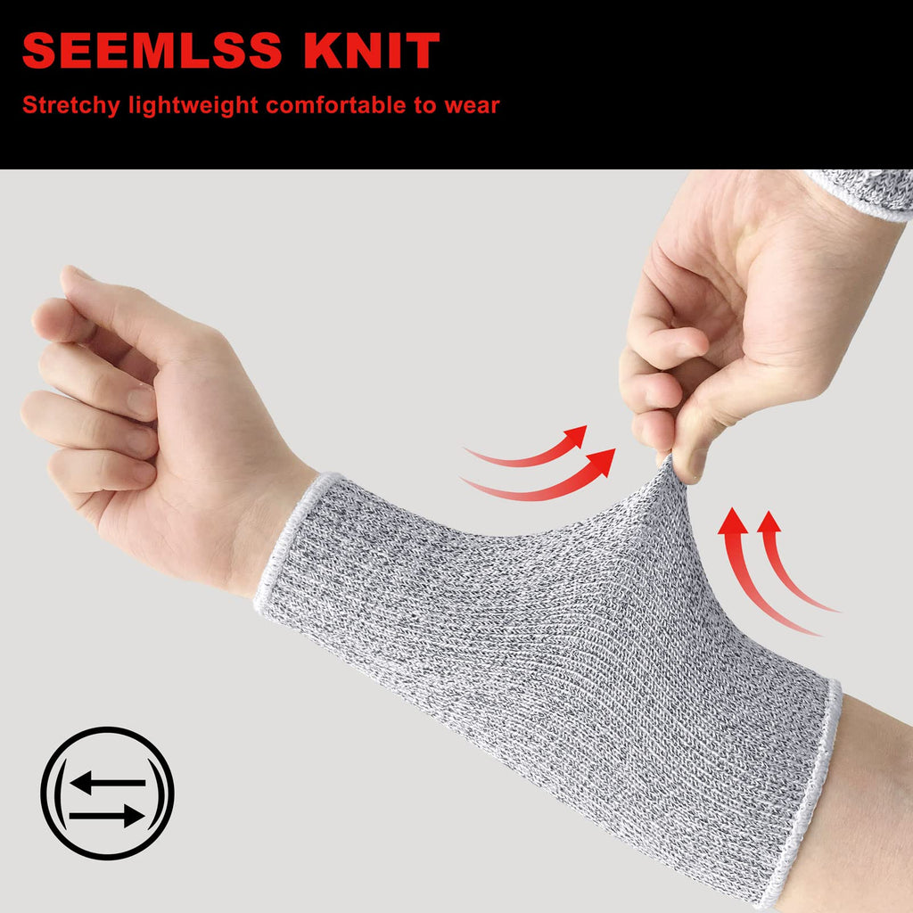 Evridwear Arm Protectors for Thin Skin and Bruising Cut Resistant Arm Sleeves Arm Guards Protective Sleeves for Men Women, 2 Pairs with Thumb Hole L/XL, Grey