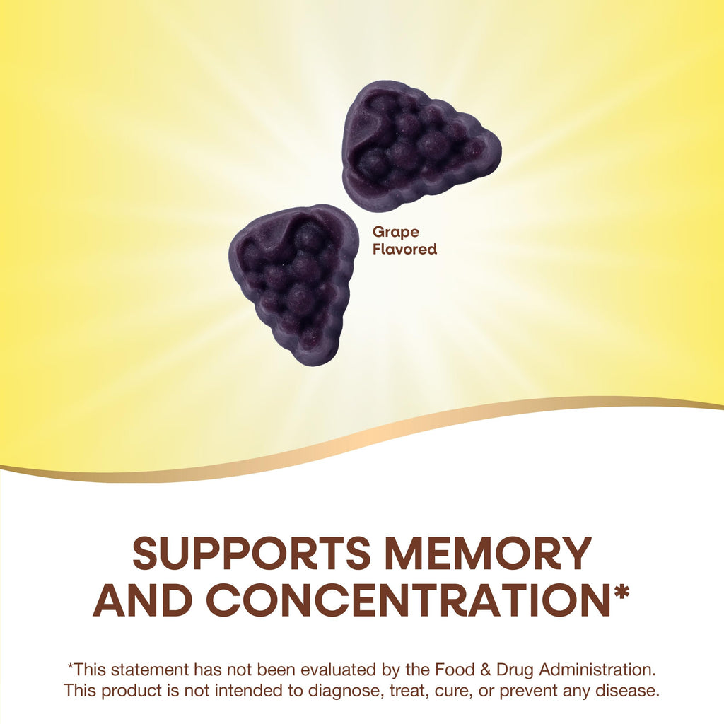 Nature’s Way Brain Fuel, Supports Memory and Concentration*, Brain Function Support Supplement*, Clinically Studied Cognigrape®, Grape Flavored, 60 Gummies