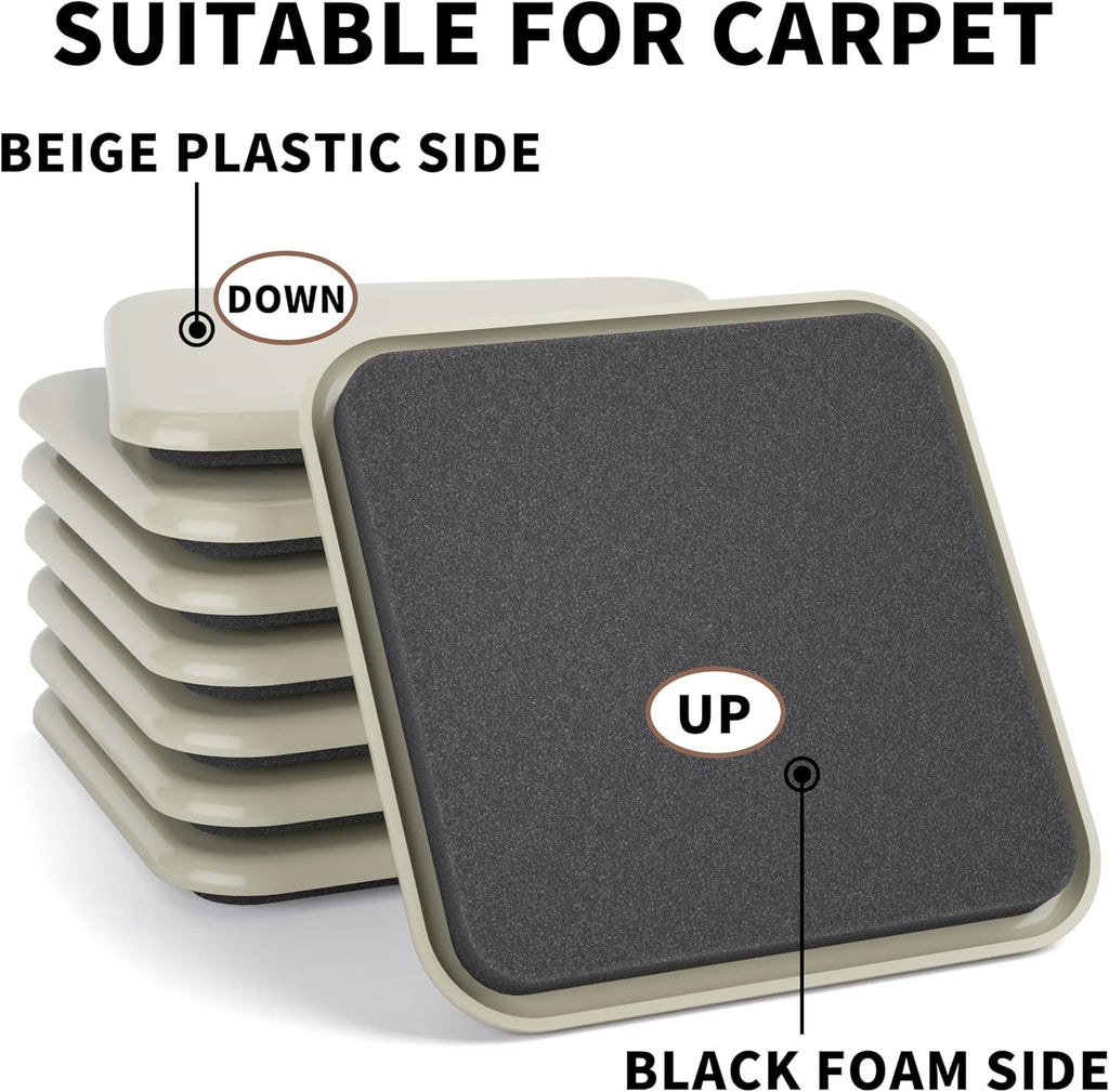 Furniture Sliders 20 pcs-2 1/2” Square Furniture Sliders for Carpet Furniture Pads Hardwoods Floors, Heavy Duty Furniture Movers Sliders Reusable Furniture Moving Pads Floor Protectors for Carpet