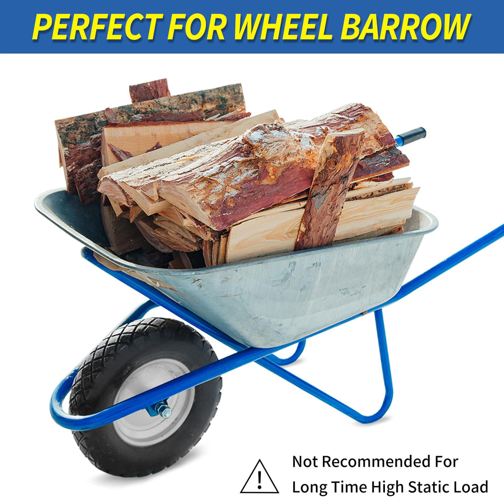 4.80/4.00-8" Wheelbarrow Tire, 16" Flat-Free Solid Tire and Wheel, 3-6" Centered Hub, 5/8" & 3/4" Bearing, For Broadcast Spreader Garden Wagon Cart Trolley Dolly (1 Pack)