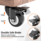 2 Inch Caster Wheels Set of 4, Heavy Duty Casters with Brake, No Noise Locking Swivel Casters with Polyurethane (PU) Wheels, Caster Wheel for Cart, Furniture and Workbench (Two Hardware Include)