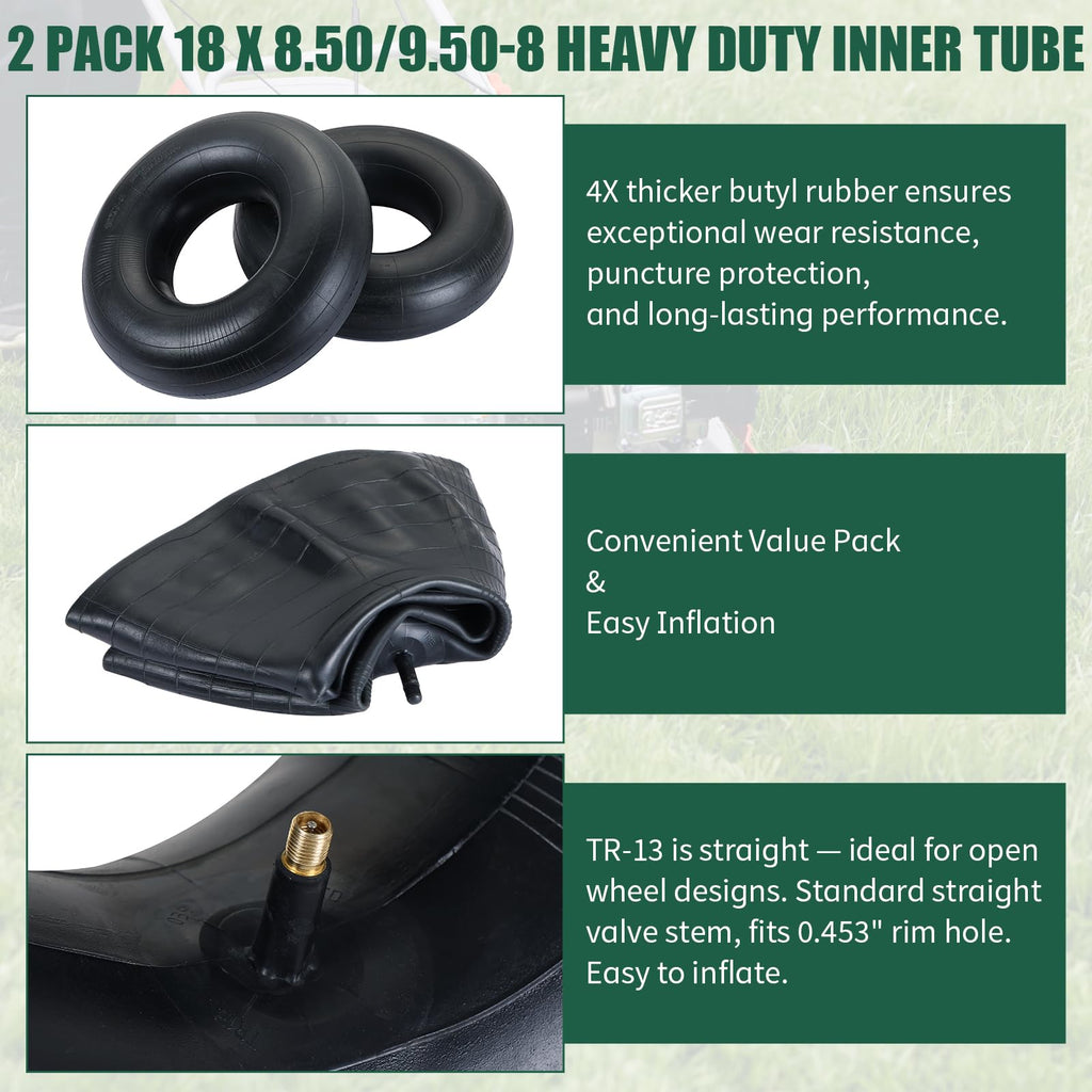 FLKQC 2Pcs 18X8.50/9.50-8 Inner Tubes with TR-13 Valve Stem