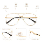 AMOMOMA Trendy Aviator Reading Glasses for Women,Men Blue Light Blocking Computer Readers Retro Metal Frame AM6162, Black&Gold&Silver 2.50x