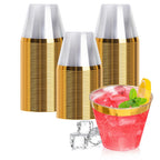 Goodluck 100PCS 9oz Gold Plastic Cups for Party, Disposable Gold Rim Cups