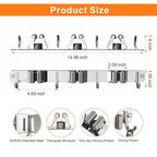 CUXIXA 2 Pack Mop and Broom Holder Wall Mount, Non-slip Broom Hanger, Heavy Duty Mop Broom Organizer for Kitchen Garden Garage Laundry Room Wall Decor Organization and Storage Silver 3R4H