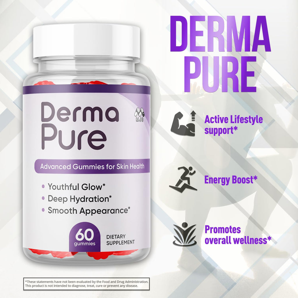 (2 Pack) Derma Pure Gummies, Official Derma Pure Gummy with All Natural Ingredients, Maximum Strength Supplement with Premium Vitamins Supporting Optimal Wellness and Advanced Health (120 Gummies)