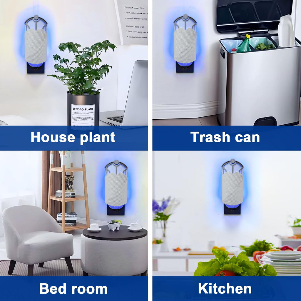 Flying Insect Trap for Indoor Use (2 Starters & 6 Refill Cartridges), UV Light Bug Catcher for Fruit Flies, Gnats & Small Flying Pests, Silent, No-Zap, Mess-Free