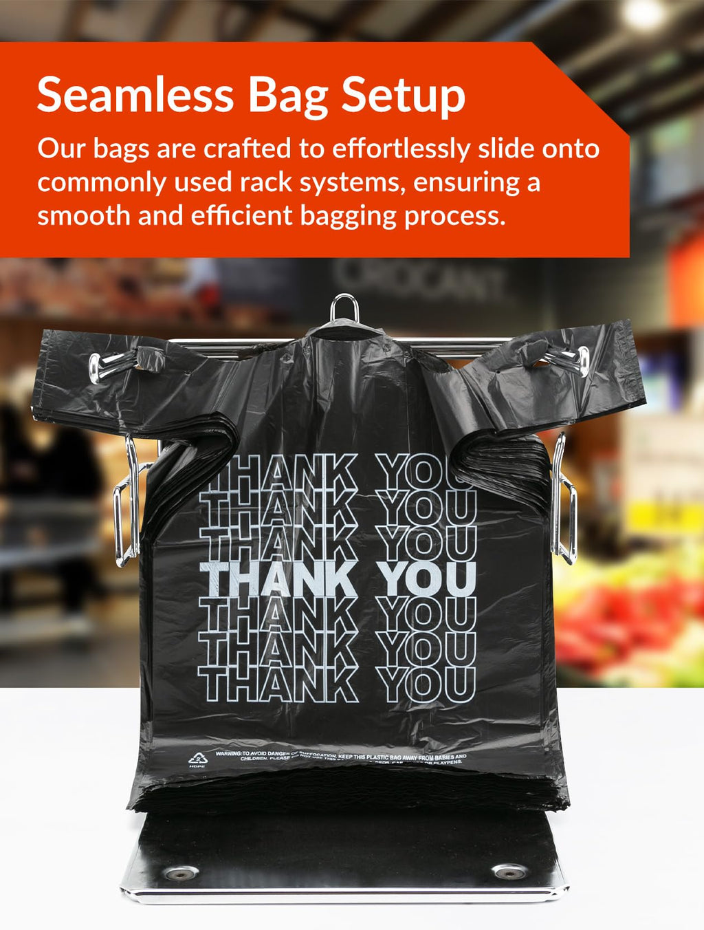 UMT Plastar 300 Count Thank You Plastic Bags, 12" x 6" x 22", 15 Mic Black T Shirt Grocery Bags with Handles, Ideal for Restaurants, Retail, Grocery Stores, Takeout, Convenience Stores