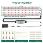 LPMZMBL 4-Bar Grow Light Strips for Indoor Plants, 16" Plant Lights, 6500K Sunlike Grow Lights with 6/12/18H Timer, 5 Dimmable Levels for Indoor Growing
