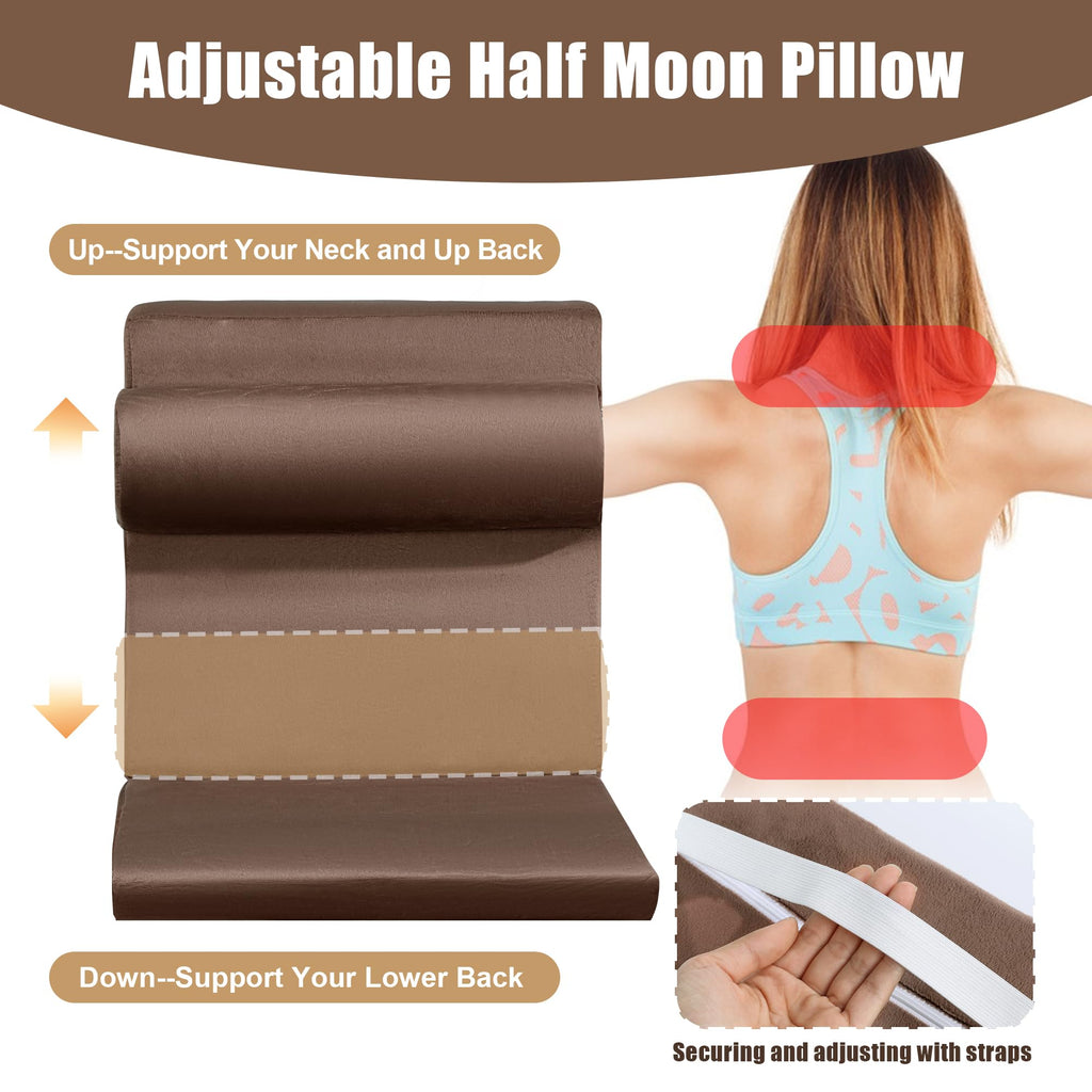 HOMBYS 5-in-1 Recliner Seat Cushion for Elderly+Lumbar Support Pillow + Leg Pad, with Adjustable Half Moon Neck Pillow & Footrest, High Density Foam Filling with Velvet Fabric, Thick & Non-Slip