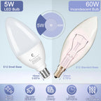 Sailstar Candelabra Light Bulbs 60 Watt Equivalent, 4000K Natural Daylight, 5W E12 Small Base Type B LED Bulbs, 500 Lumens, Chandelier Ceiling Fan Light Bulbs, CRI 85, Non-dimmable, Pack of 10