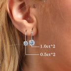 Moissanite Earrings for Women 2.0CT D Color,18K White Gold Plated Sterling Silver Dangle Earrings, Leverback Drop Earrings Jewelry for Gifts (18K White Gold, 2.0CT (1.0CT*2) - 6.5mm)