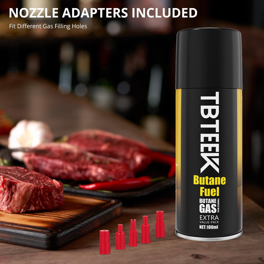 TBTeek Butane Refill, Ultra-Refined Lighter Fluid Refill, 100ml Butane Fuel Refill, Butane Canister for Torch Lighter, Butane Torch, Kitchen Blow Torch (2 Can)