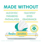 Pampers Sensitive Baby Wipes, Unscented, Fragrance Free, Clinically Proven, Water Based, Hypoallergenic, Multi-Use, Hand Wipes, 504 Wipes Total (9X Flip-Top Packs)