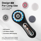 UMICKOO Face Scrubber Exfoliator,Facial Cleansing Brush Rechargeable IPX7 Waterproof with 5 Brush Heads,Electric Face Spin Brush for Exfoliating, Massaging and Deep Cleansing (Black+Gold)