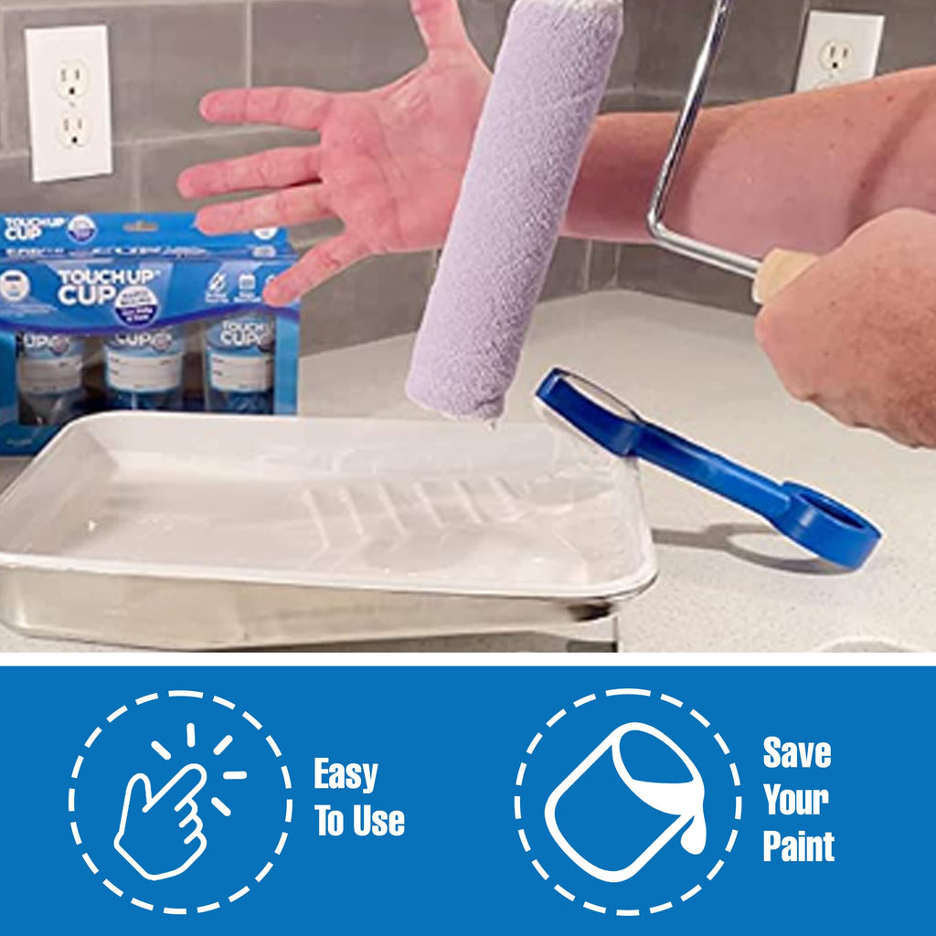 Touch Up Cup Paint Storage Containers and Paint Roller Cleaner Tool, 3 Plastic Painting Cups with Lids, 1 Paint Remover Tool, As Seen On Shark Tank Products