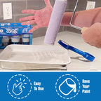 Touch Up Cup Paint Storage Containers and Paint Roller Cleaner Tool, 3 Plastic Painting Cups with Lids, 1 Paint Remover Tool, As Seen On Shark Tank Products