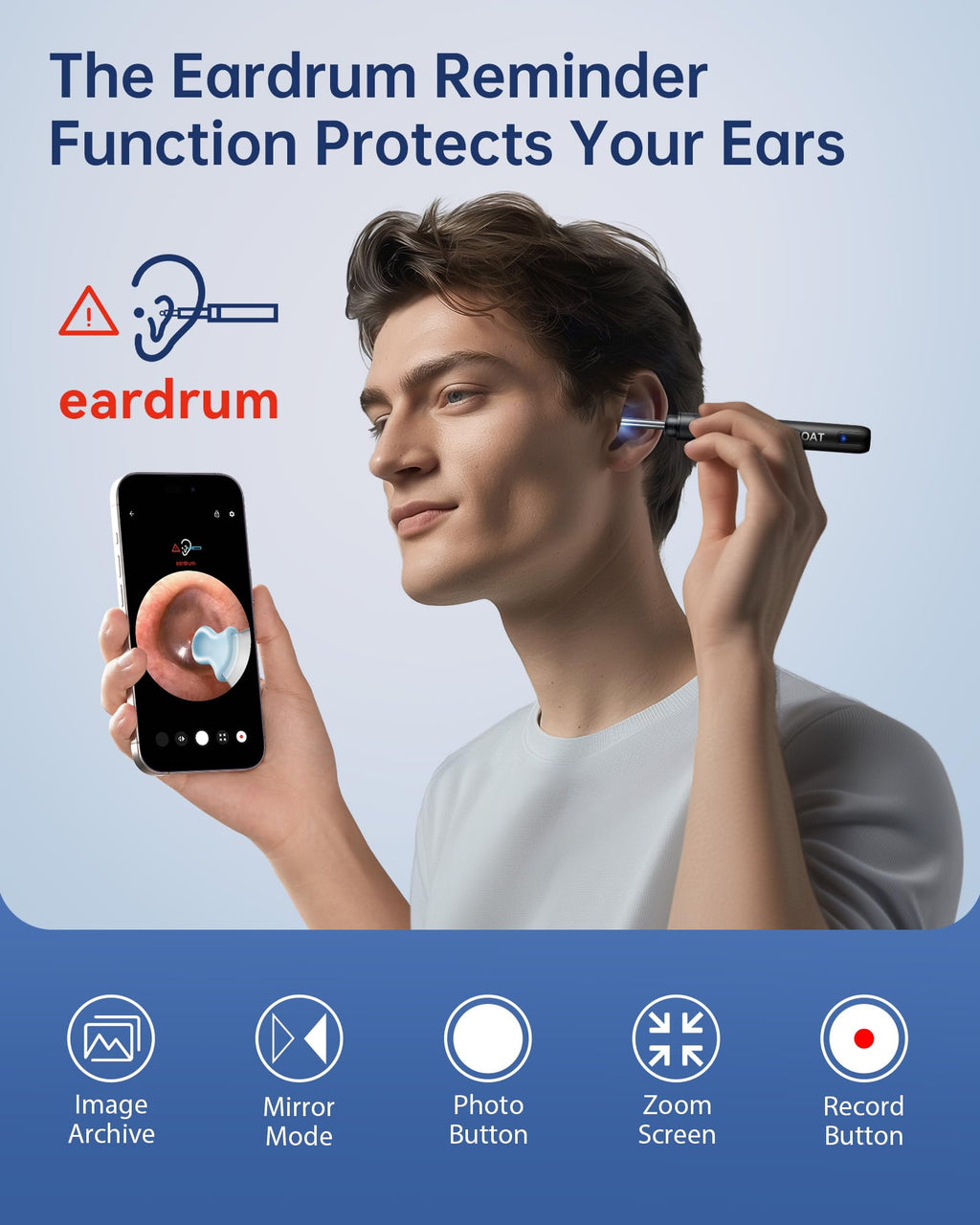 JEGOAT Ear Wax Removal, Ear Cleaner with 1296P HD Camera, FSA&HSA Jet Black