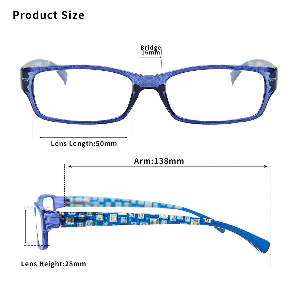 Madison Avenue 4 Pack Multicolor Blue Light Blocking Reading Glasses for Women Spring Hinge +2.5
