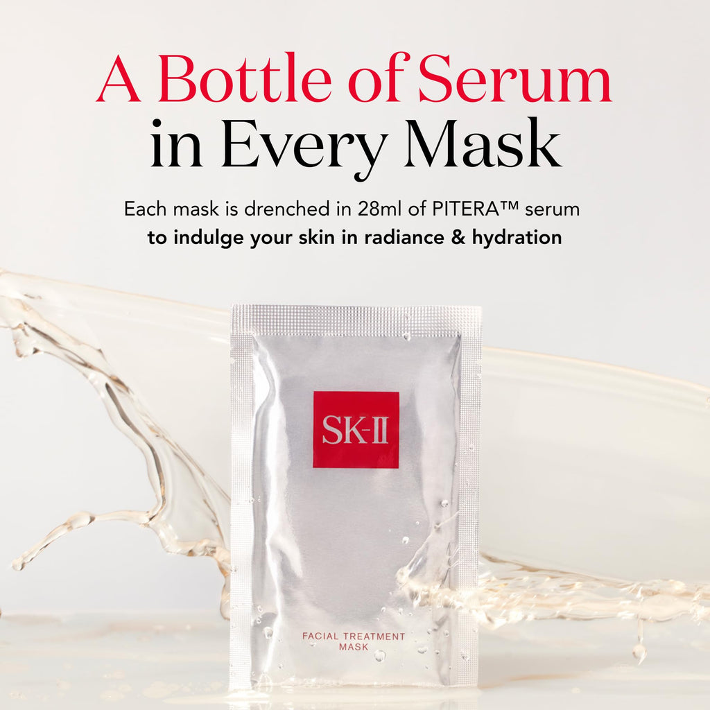 SK-II Facial Masks - Brightening Face Mask Sheets to Help Improve Tone, Texture & Radiance - Anti-Aging Treatment for Replenished Moisture & Visibly Healthier Skin (6 Count)