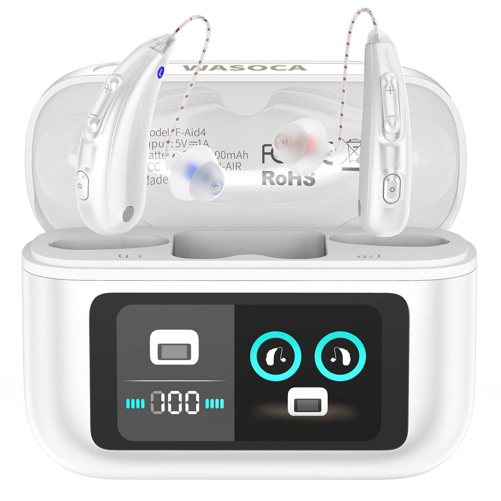 Hearing Aids for Seniors,Hearing Aids with Bluetooth, Rechargeable Hearing Aids with LED Digital Display, FSA&HSA Eligible, Intelligent Noise Cancellation, 5 Levels of Volume Adjustment, Hearing Amplifiers with APP, Easy to Use and Clear Sound