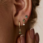 Moss Agate Gold Earrings for Women Set Stud Earring Stacks 14k Gold Plated Hypoallergenic Huggie Hoop Earrings Set Green Gemstone Dangle Earring Golden Jewelry Gifts For Women