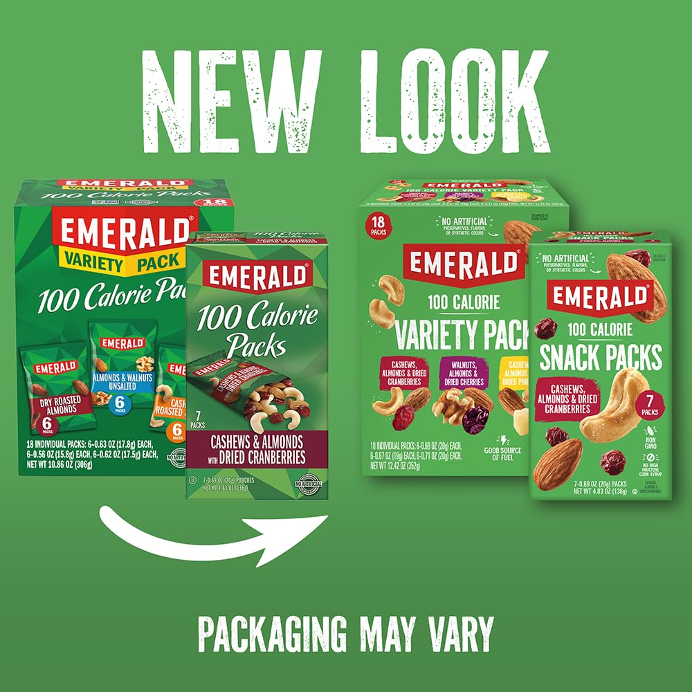 Emerald Mixed Nuts Variety Pack, 100-Calorie Snack Packs, 18 Count