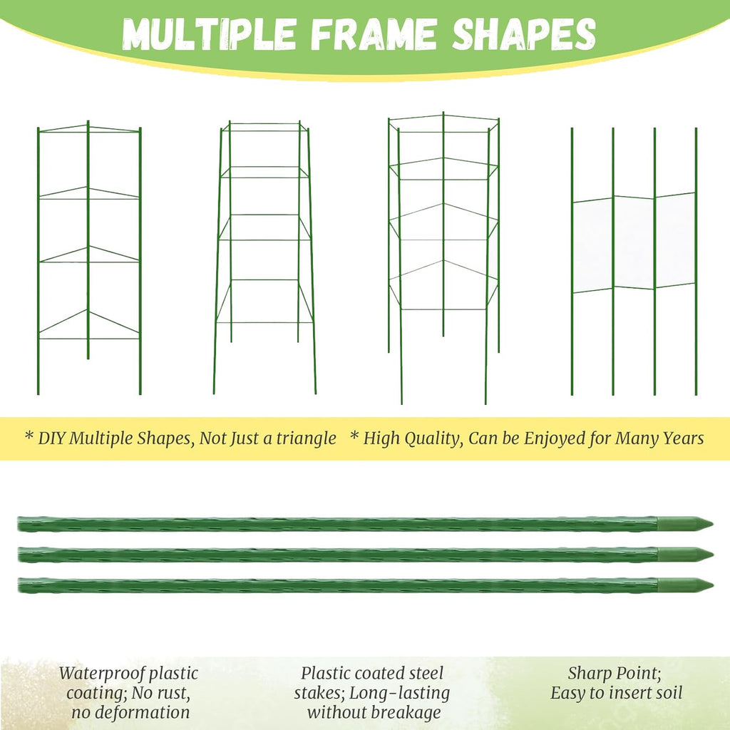 6 Pack Tomato Cage for Garden, 48 Inches Metal Garden Stakes, Plant Support Cages Trellis for Garden and Pots, Tomato Trellis for Potted Plants, Trellis for Climbing Plants Outdoor,Green