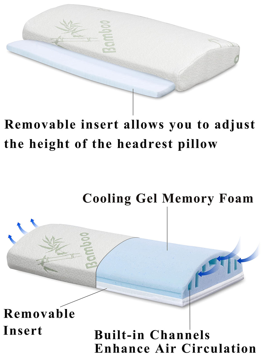 InteVision Foam Bed Wedge Pillow (25 x 24 x 12 inches) and Headrest Pillow in One Package - Helps Relief from Acid Reflux, Post Surgery, Snoring - 2 inches Memory Foam Top