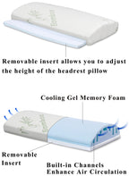 InteVision Extra Large Bed Wedge Pillow (33 x 30.5 x 7.5 inch) and Headrest Pillow in One Package - Help Relief from Acid Reflux, Post Surgery, Snoring - 2 inch Memory Foam Top