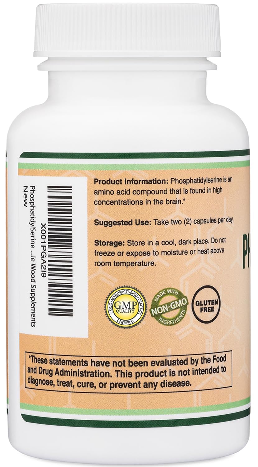 PhosphatidylSerine Supplement 300mg Per Serving, 120 Capsules (Phosphatidyl Serine Complex) by Double Wood