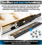 YENUO Soft Close Drawer Slides Full Extension Side Mount 12 14 16 18 20 22 24 inch Ball Bearing Metal Rails Track Guide Glides Runners Heavy Duty 100 Pound (Soft Close- 1 Pr, 18 Inch)