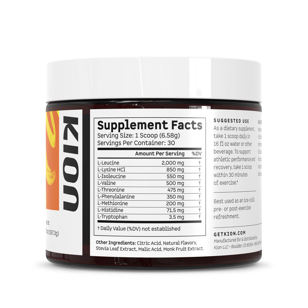 Kion Aminos Essential Amino Acids Powder - Amino Acid Nutritional Supplements, Aminos Powder, Essential Amino Energy No Caffeine, EAAs Amino Acids Powder, BCAA EAA - 30 Servings, Mango