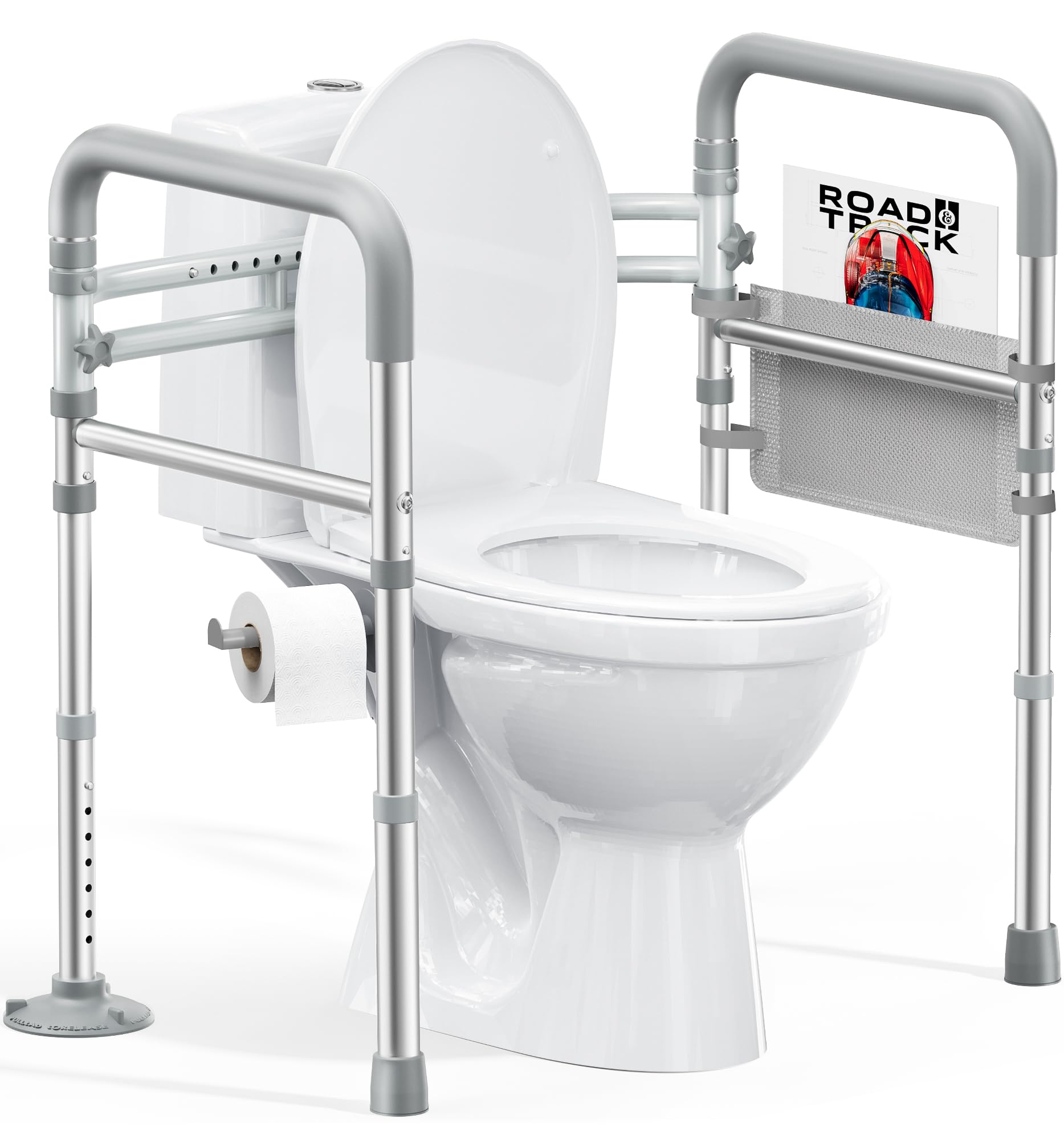HOMLAND Toilet Safety Rails for Seniors, Adjustable Height & Width 350lb Toilet Handles for Elderly and Disabled, Foldable Toilet Safety Frame, Fit Any Toilet